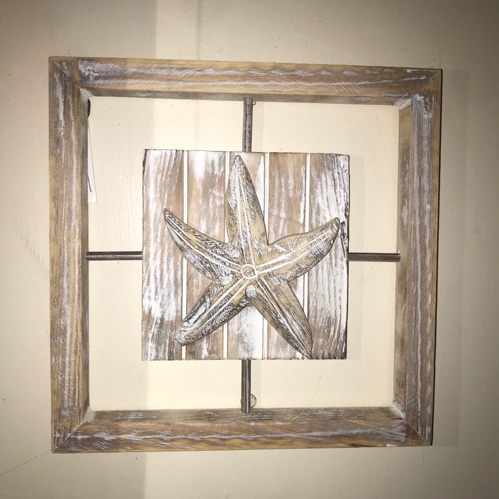 Starfish wood Whitewash Wall Art Frame picture